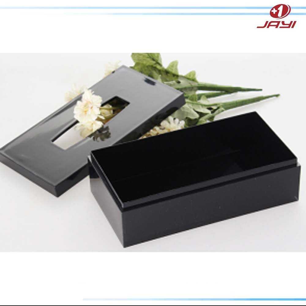 黑色有機玻璃紙巾盒 鑲鉆